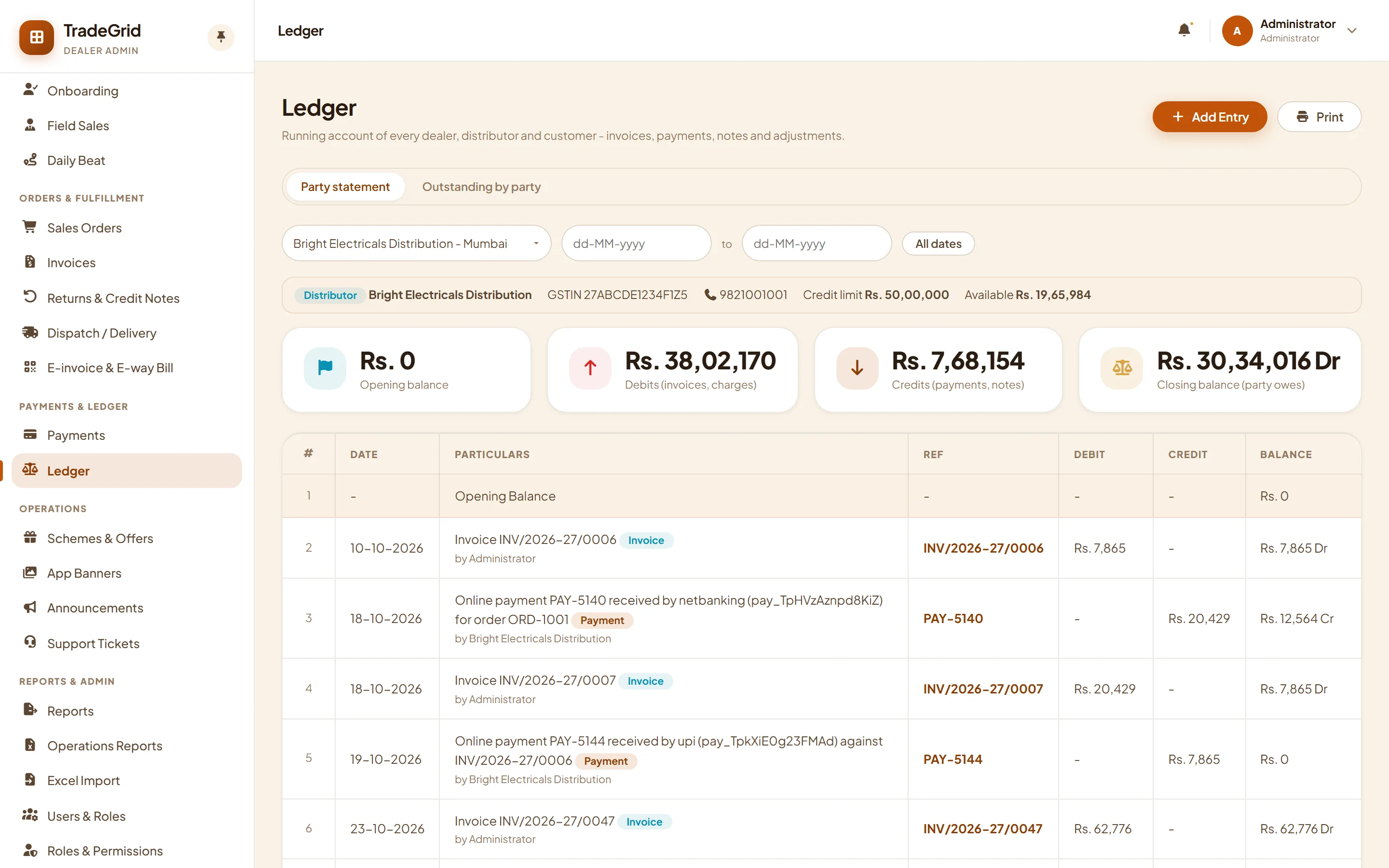 Party ledger