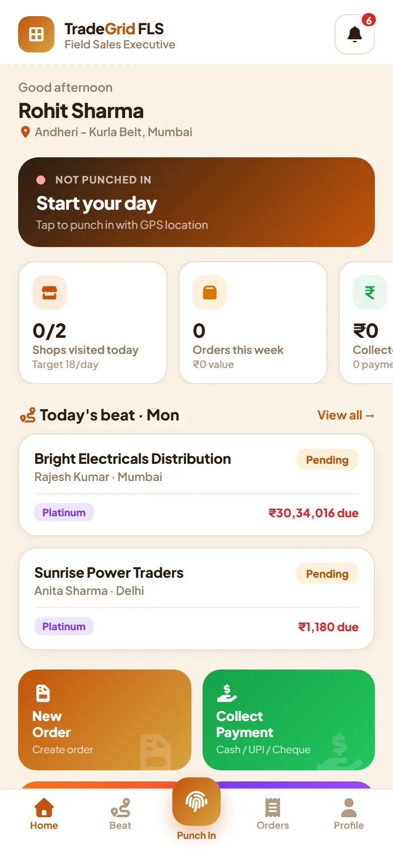 Field sales app home