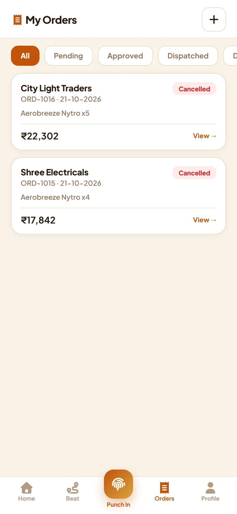 Field sales orders