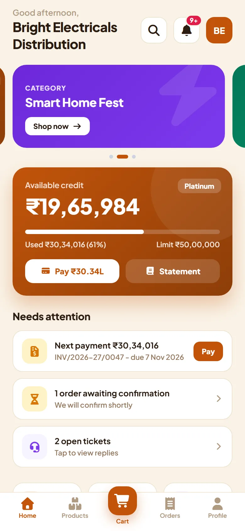 Dealer app home